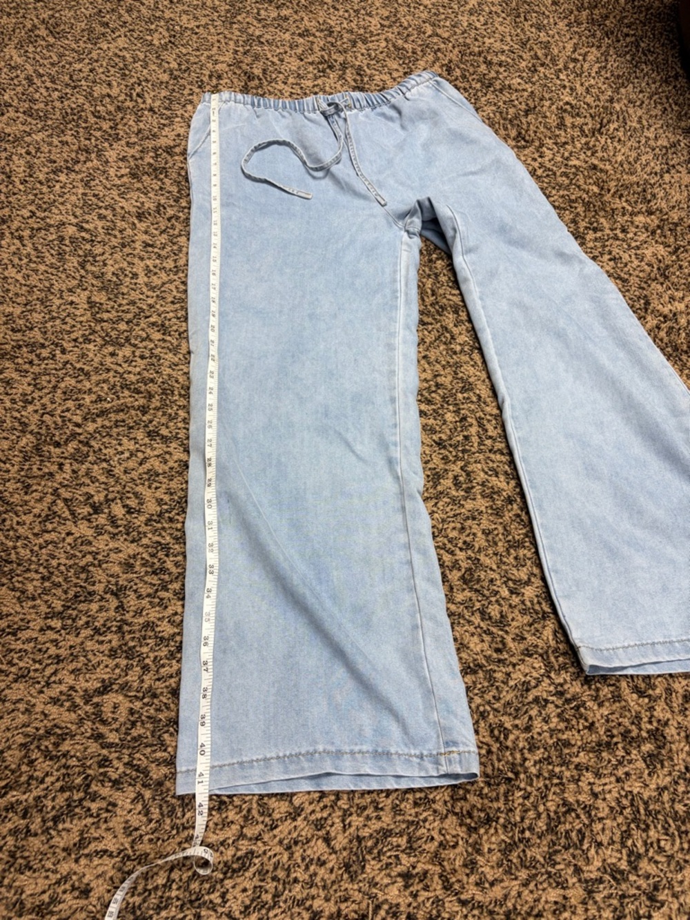 Hem & Thread Light Blue Tencel Drawstring Waist Pants NWT size Large - Picture 3 of 7